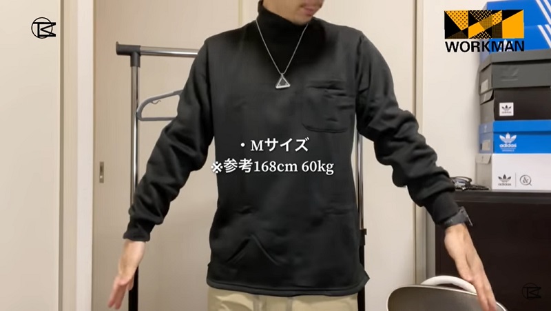 ワークマン 裏綿 長袖 ハイネック 黒 ３Ｌ - Tシャツ